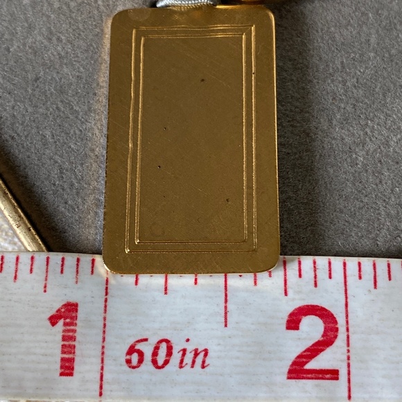 Gold Electroplate Keyring Satin Finish Rectangular - Picture 10 of 16